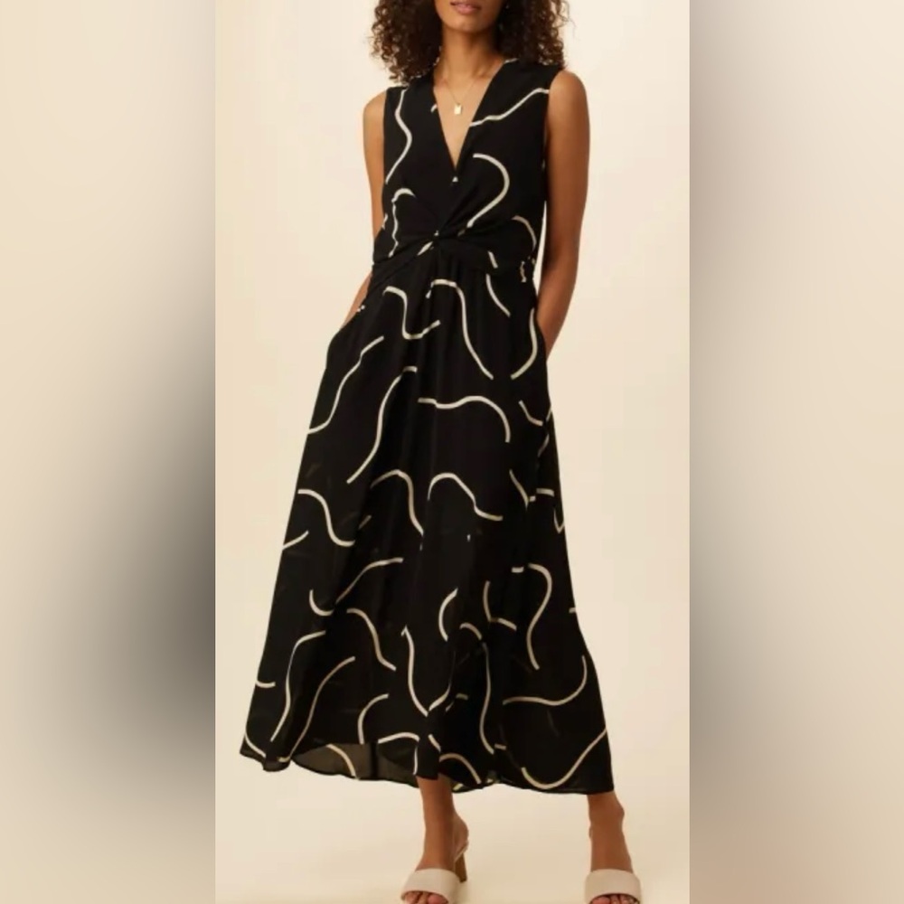 Amour Vert Black Midi Maxi Dress with White Accents Size 1X